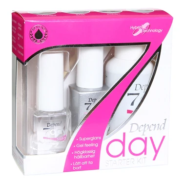 Depend 7Day Starter Kit , 35 ml Cleanser step 1 , 5 ml Base step 2 , 5 ml Top Coat step 4